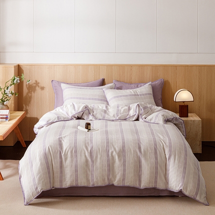 91家纺网 家纺一手货源 找家纺 （总）女子家纺 2025新款全棉双层纱40支简约三角针四件套