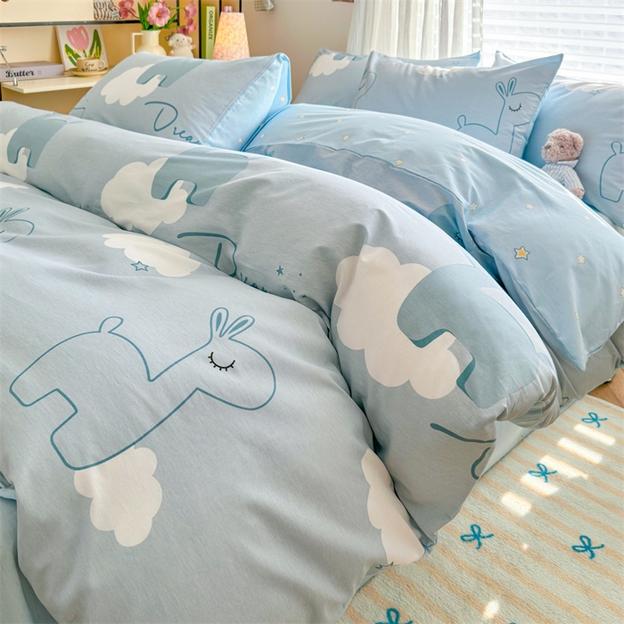 91家纺网 家纺一手货源 找家纺 名兮家居 2025新款12868全棉纯棉四件套 睡梦鹿