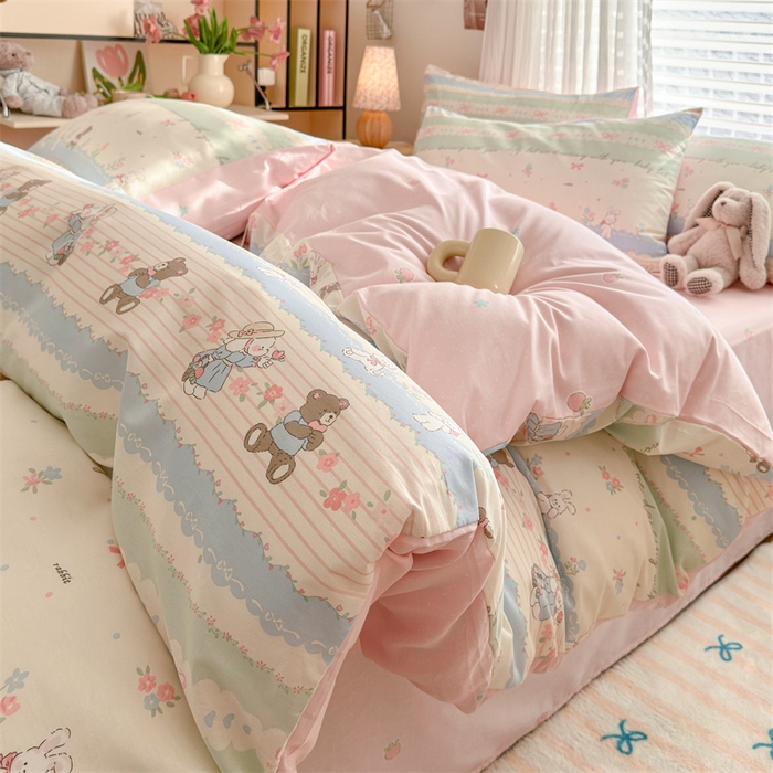 91家纺网 家纺一手货源 找家纺 名兮家居 2025新款12868全棉纯棉四件套 欢乐玩伴