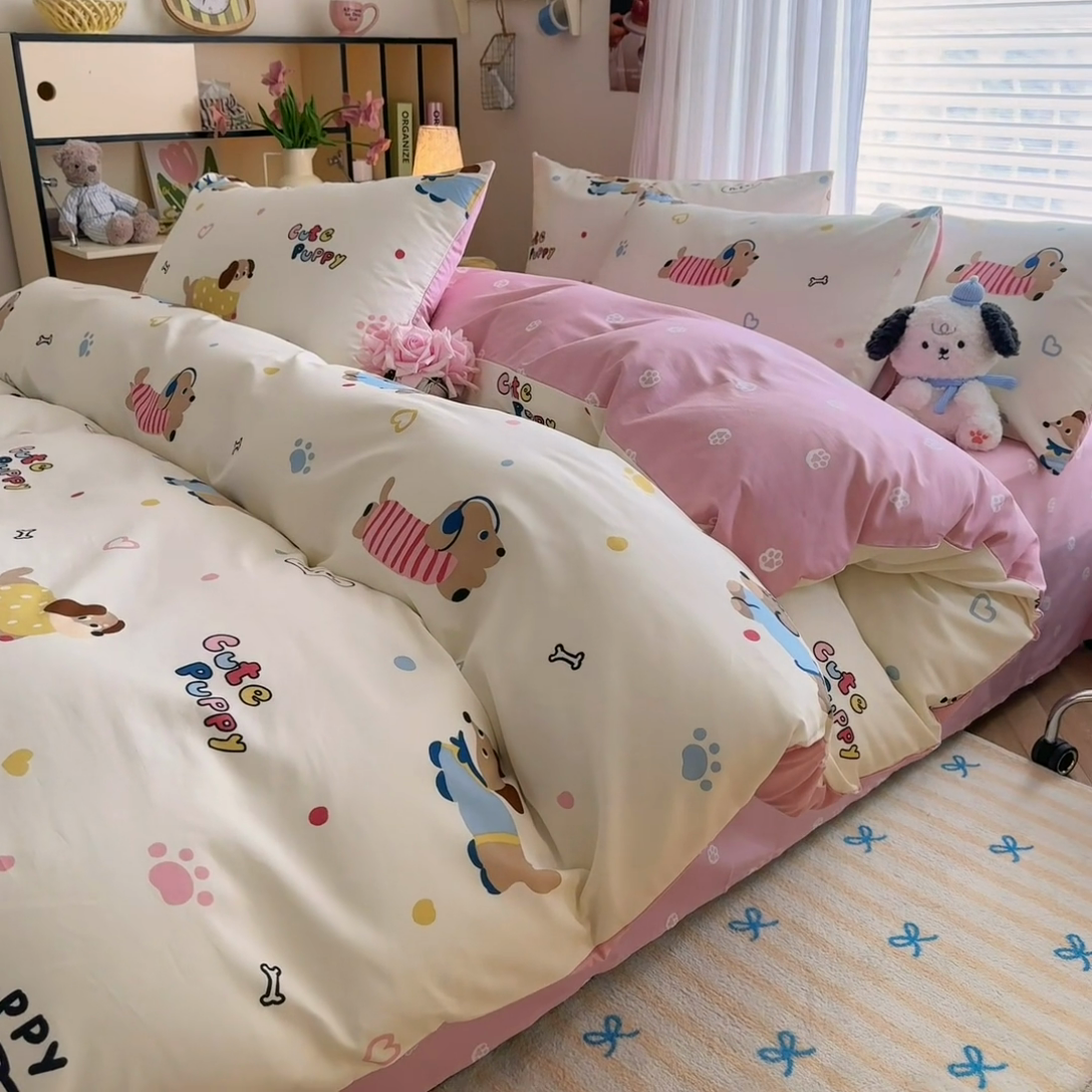 91家纺网 家纺一手货源 找家纺 名兮家居 2025新款12868全棉纯棉四件套 欢乐玩伴