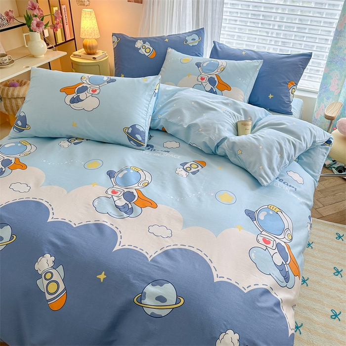 91家纺网 家纺一手货源 找家纺 名兮家居 2025新款12868全棉纯棉四件套 畅游星球