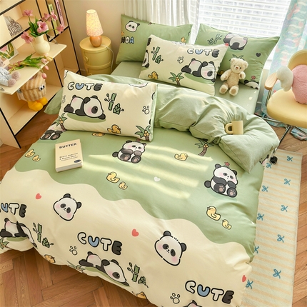名兮家居 2025新款12868全棉纯棉四件套 熊猫乐园