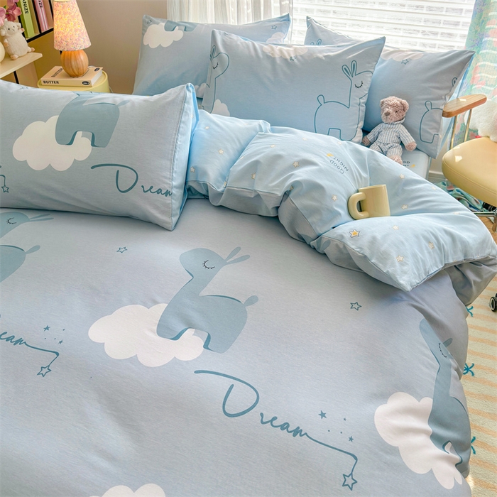 91家纺网 家纺一手货源 找家纺 名兮家居 2025新款12868全棉纯棉四件套 睡梦鹿