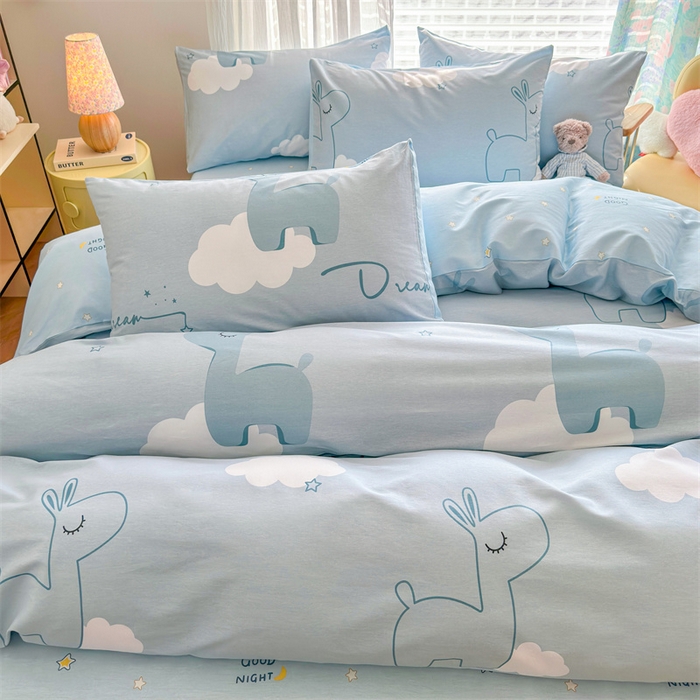 91家纺网 家纺一手货源 找家纺 名兮家居 2025新款12868全棉纯棉四件套 睡梦鹿