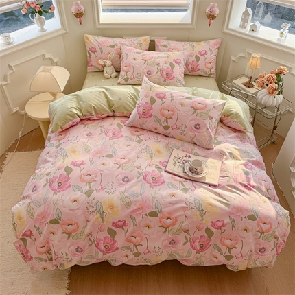 名兮家居 2025新款13372全棉四件套-大花卉系列 兰栀半夏