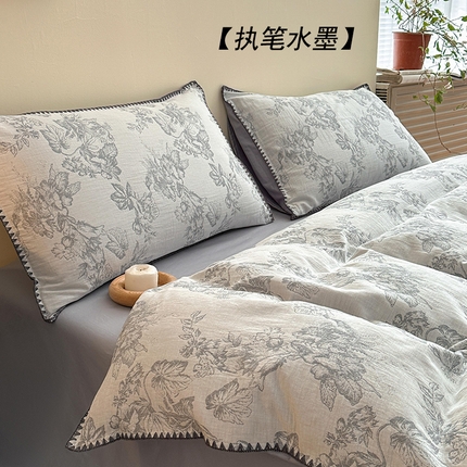 91家纺网 家纺一手货源 找家纺 （总）卡巴伦家纺 2025新款贝壳绣全棉A类三层纱提花四件套【全网控价(折后券后)不低于标准248/加大268元】