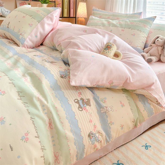 91家纺网 家纺一手货源 找家纺 名兮家居 2025新款12868全棉纯棉四件套 欢乐玩伴