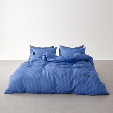 怡家居  2025新款极简黑标系列蓝色条纹四件套 半夏