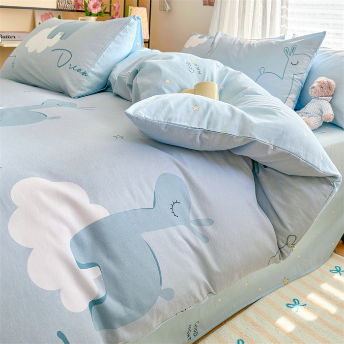 91家纺网 家纺一手货源 找家纺 名兮家居 2025新款12868全棉纯棉四件套 睡梦鹿