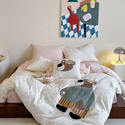 91家纺网 家纺一手货源 找家纺 （总）卡巴伦家纺 2025新款全棉A类双层纱印花贴布绣四件套【全网控价(折后券后)不低于标准278/小号238元】