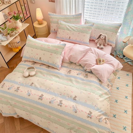 91家纺网 家纺一手货源 找家纺 名兮家居 2025新款12868全棉纯棉四件套 欢乐玩伴