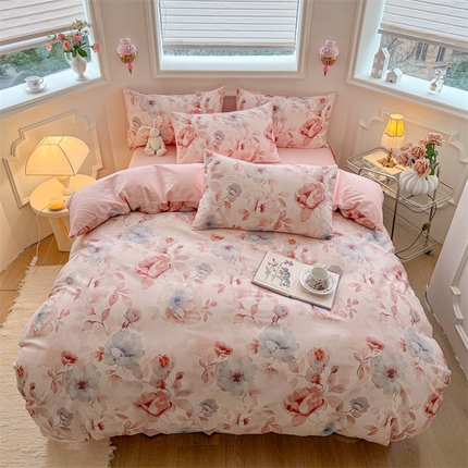 91家纺网 家纺一手货源 找家纺 名兮家居 2025新款13372全棉四件套-大花卉系列 花语