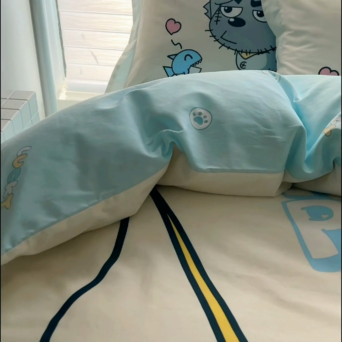 91家纺网 家纺一手货源 找家纺 浩诚 2025新款第二批正版喜羊羊灰太狼全棉卡通大版印花四件套-提供买家秀 奇妙空间