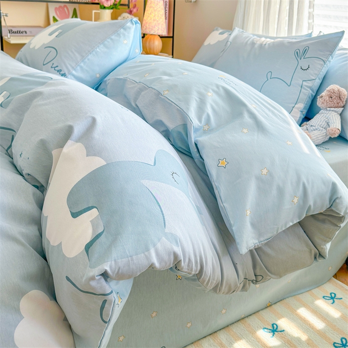 91家纺网 家纺一手货源 找家纺 名兮家居 2025新款12868全棉纯棉四件套 睡梦鹿