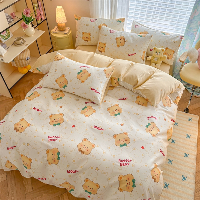 91家纺网 家纺一手货源 找家纺 名兮家居 2025新款12868全棉纯棉四件套 迷你熊