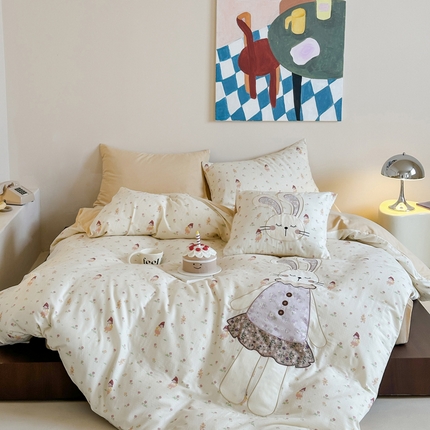 91家纺网 家纺一手货源 找家纺 （总）卡巴伦家纺 2025新款全棉A类双层纱印花贴布绣四件套【全网控价(折后券后)不低于标准278/小号238元】