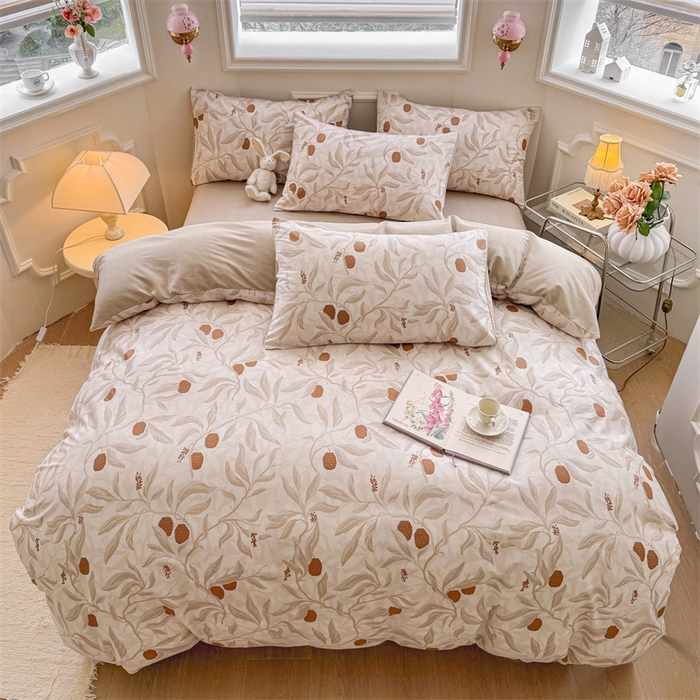 91家纺网 家纺一手货源 找家纺 名兮家居 2025新款12868全棉纯棉四件套 桑果