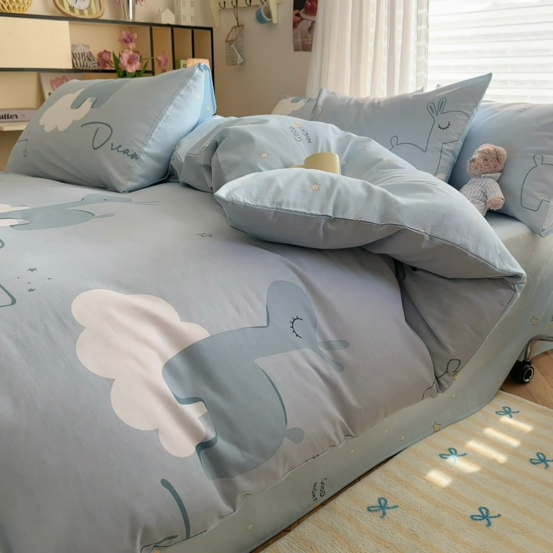 91家纺网 家纺一手货源 找家纺 名兮家居 2025新款12868全棉纯棉四件套 睡梦鹿