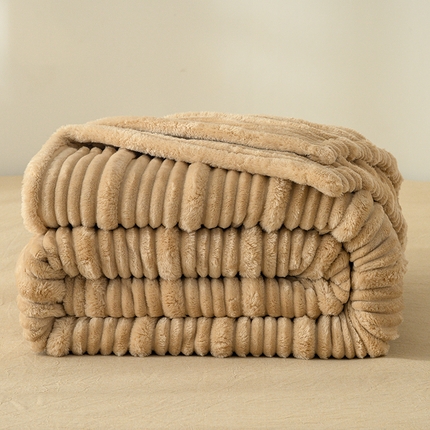 91家纺网 家纺一手货源 找家纺 （买家秀不断货）A类母婴级兔兔绒毛毯北极绒毛毯双层毯子牛奶绒毛毯兔兔绒毯子午睡毯珊瑚绒毛毯羊羔绒毛毯 子母条-经典驼