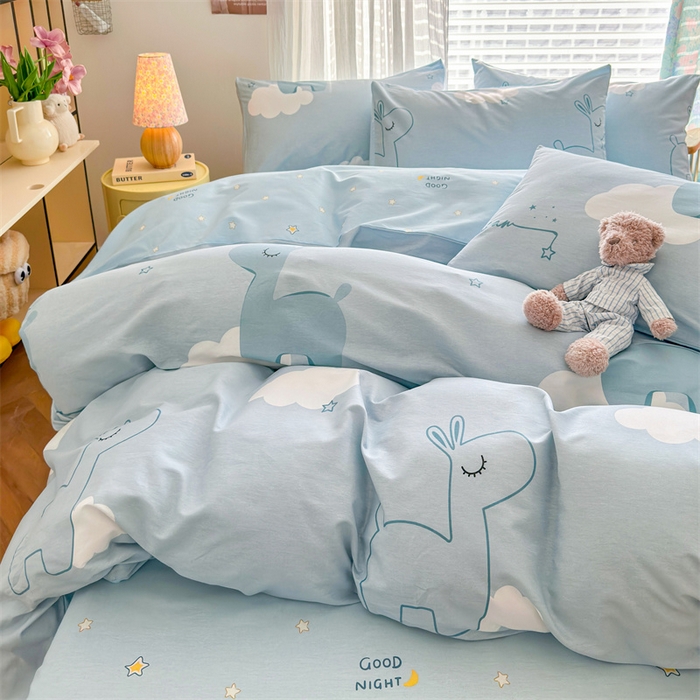 91家纺网 家纺一手货源 找家纺 名兮家居 2025新款12868全棉纯棉四件套 睡梦鹿