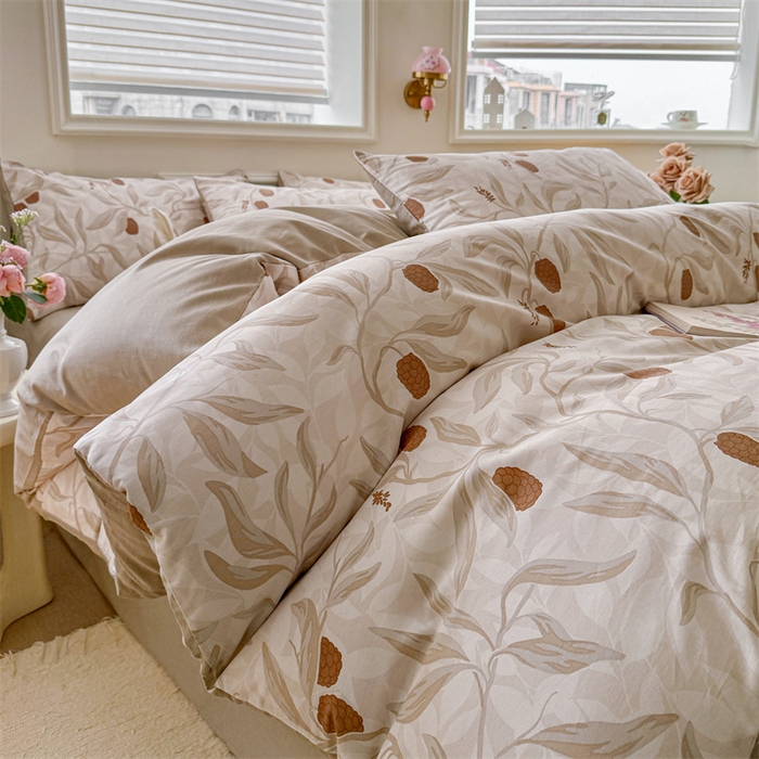 91家纺网 家纺一手货源 找家纺 名兮家居 2025新款12868全棉纯棉四件套 桑果