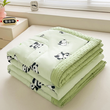 悦织语2025新款A类水洗棉双层纱豆豆被大豆夏凉被终版欢乐熊猫