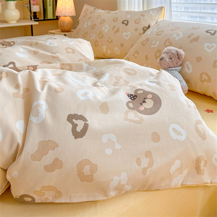 91家纺网 家纺一手货源 找家纺 名兮家居 2025新款12868全棉纯棉四件套 时尚豹纹