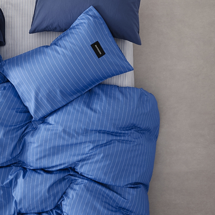 91家纺网 家纺一手货源 找家纺 怡家居  2025新款极简黑标系列蓝色条纹四件套 半夏