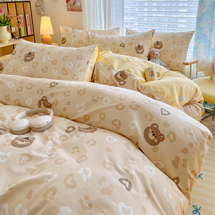 91家纺网 家纺一手货源 找家纺 名兮家居 2025新款12868全棉纯棉四件套 时尚豹纹