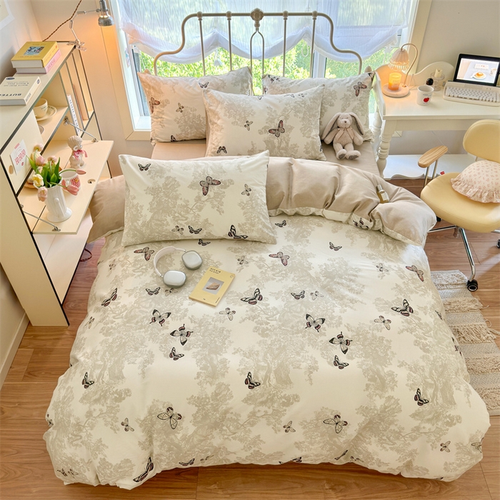 91家纺网 家纺一手货源 找家纺 名兮家居 2025新款12868全棉纯棉四件套 蝶影