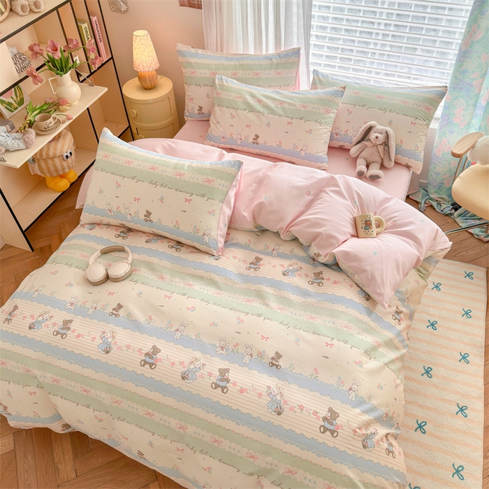 91家纺网 家纺一手货源 找家纺 名兮家居 2025新款12868全棉纯棉四件套 欢乐玩伴