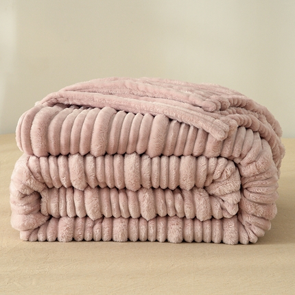 91家纺网 家纺一手货源 找家纺 （买家秀不断货）A类母婴级兔兔绒毛毯北极绒毛毯双层毯子牛奶绒毛毯兔兔绒毯子午睡毯珊瑚绒毛毯羊羔绒毛毯 子母条-豆沙粉