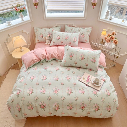 名兮家居 2025新款13372全棉四件套-大花卉系列 晨露芳华