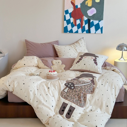 91家纺网 家纺一手货源 找家纺 （总）卡巴伦家纺 2025新款全棉A类双层纱印花贴布绣四件套【全网控价(折后券后)不低于标准278/小号238元】