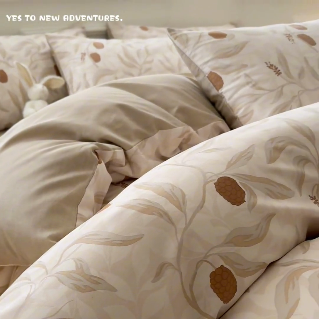 91家纺网 家纺一手货源 找家纺 名兮家居 2025新款12868全棉纯棉四件套 桑果