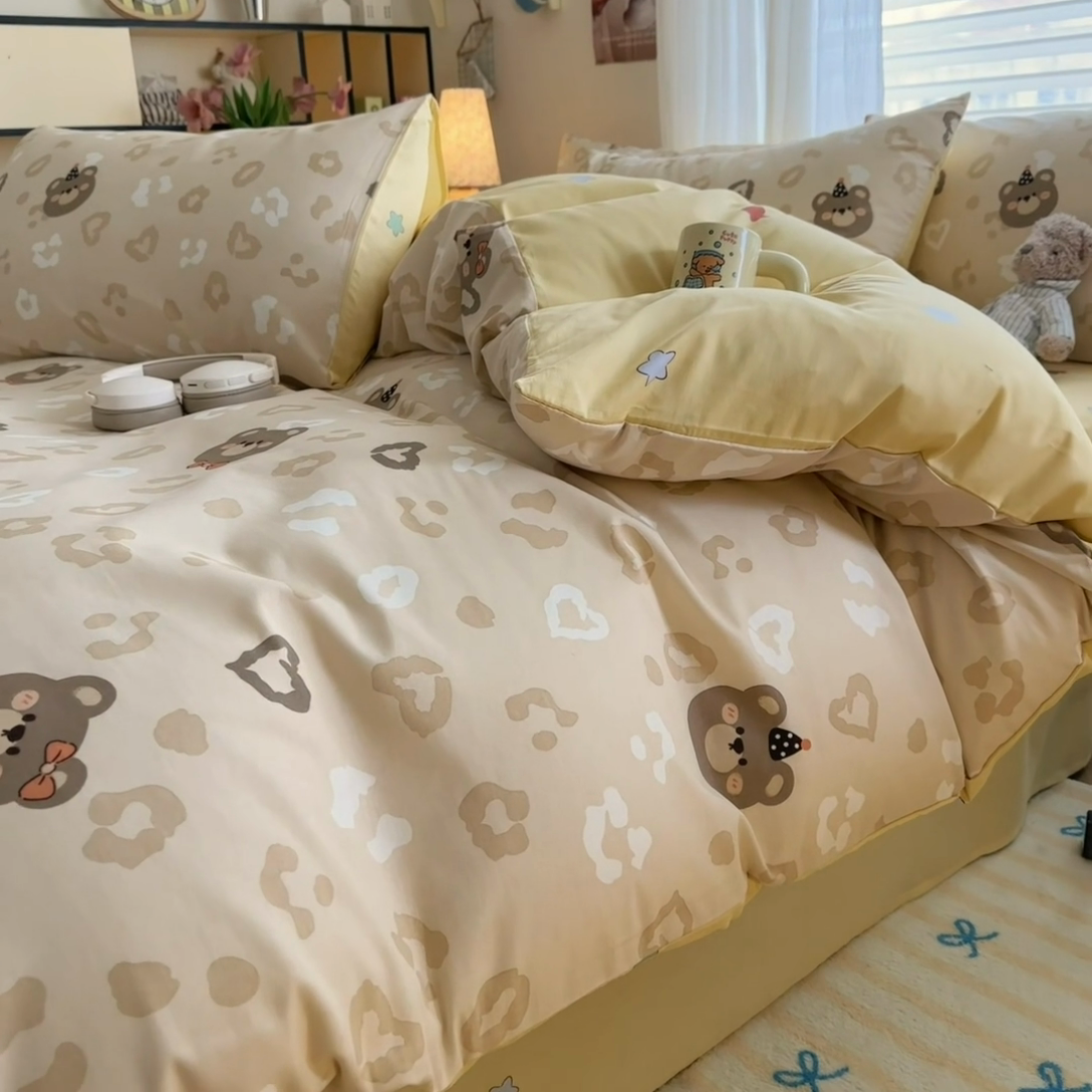 91家纺网 家纺一手货源 找家纺 名兮家居 2025新款12868全棉纯棉四件套 时尚豹纹