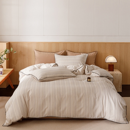 91家纺网 家纺一手货源 找家纺 （总）女子家纺 2025新款全棉双层纱40支简约三角针四件套