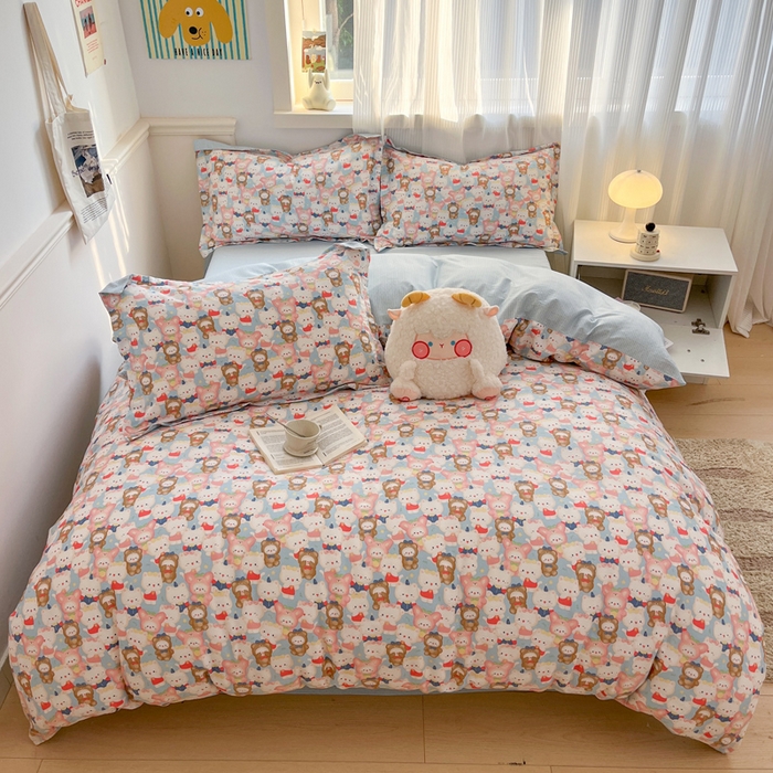 91家纺网 家纺一手货源 找家纺 涵宸家纺 2025新款全棉印花四件套 A乐园兔