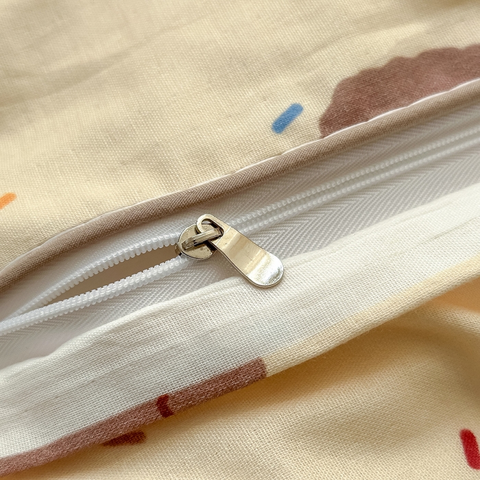 91家纺网 家纺一手货源 找家纺 沐棉家居 2025新款全棉双层纱四件套 狗狗派对