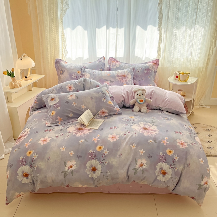 91家纺网 家纺一手货源 找家纺 涵宸家纺 2025新款全棉印花四件套 B茶山露水