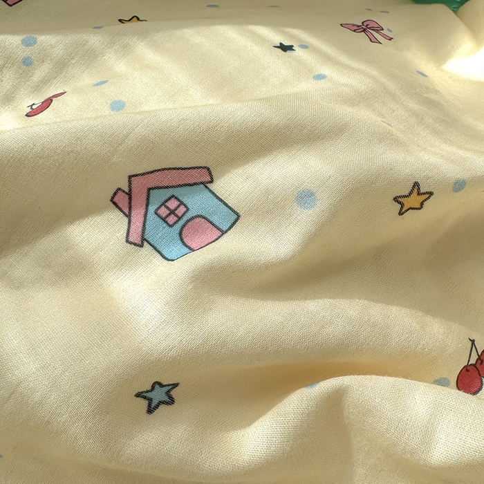 91家纺网 家纺一手货源 找家纺 沐棉家居 2025新款全棉双层纱四件套 萌宠