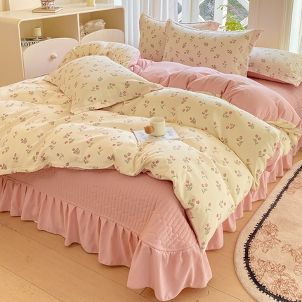 91家纺网 家纺一手货源 找家纺 （总）尚美 2025新款小碎花针织棉床盖四件套