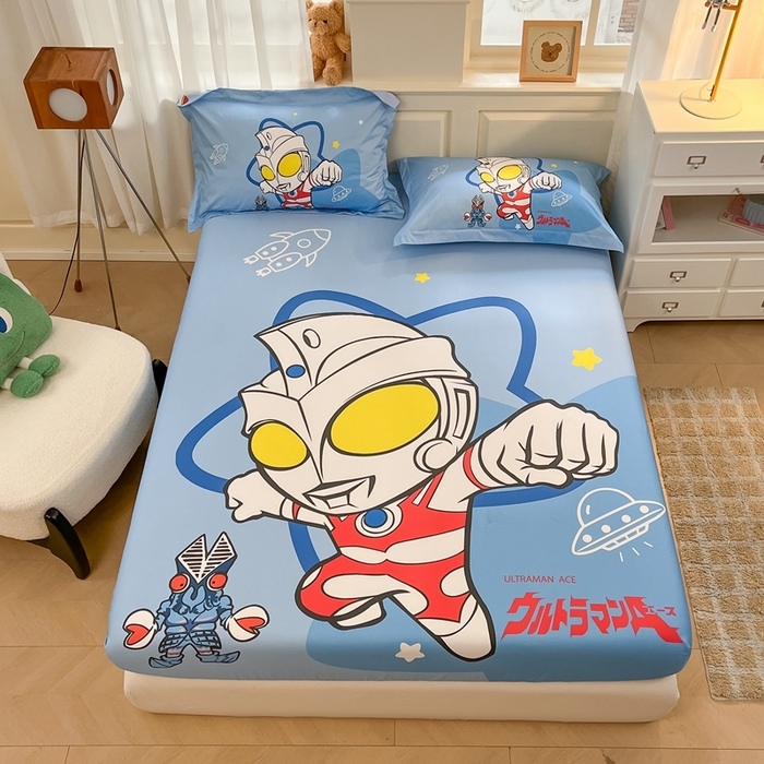 91家纺网 家纺一手货源 找家纺 蘭菲家纺 2025新款奥特曼全棉床笠 飞天