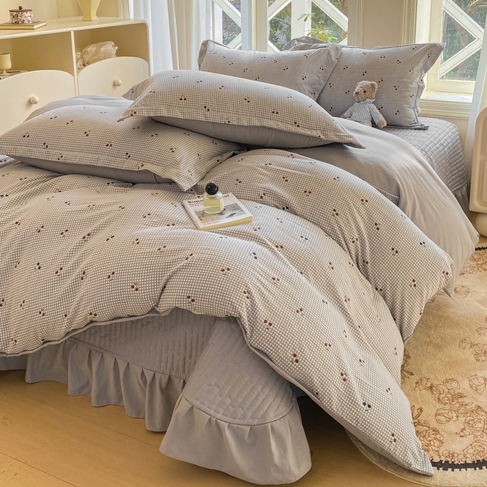 91家纺网 家纺一手货源 找家纺 尚美 2025新款小碎花针织棉床盖四件套 芳华