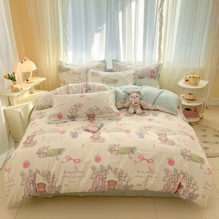 91家纺网 家纺一手货源 找家纺 涵宸家纺 2025新款全棉印花四件套 A游会仙境