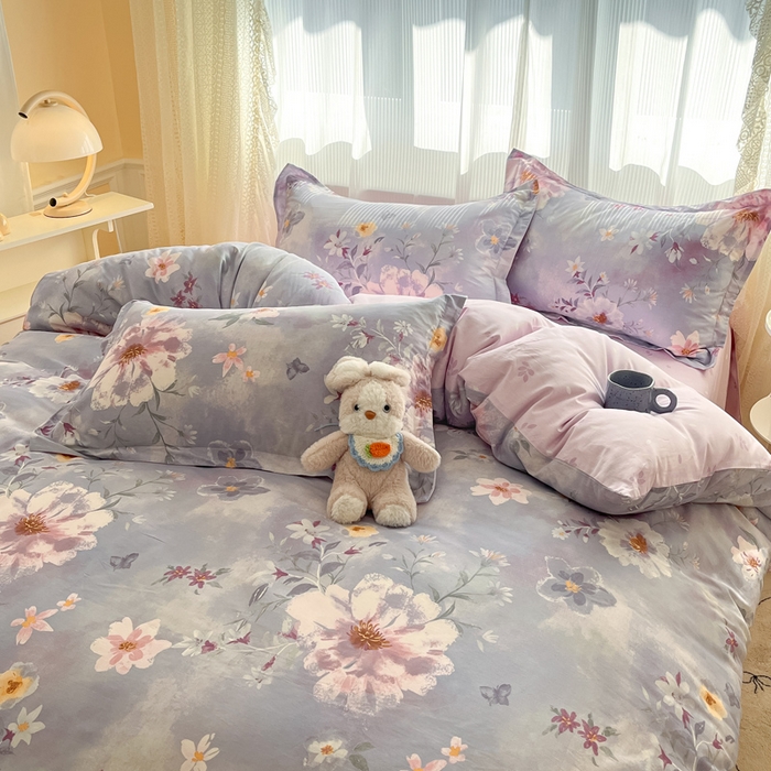 91家纺网 家纺一手货源 找家纺 涵宸家纺 2025新款全棉印花四件套 B茶山露水