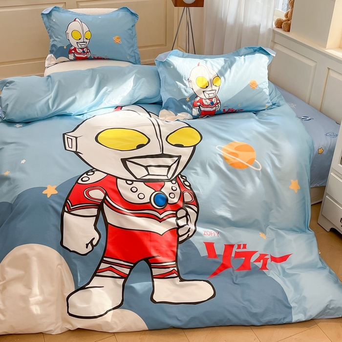 91家纺网 家纺一手货源 找家纺 蘭菲家纺 2025新款奥特曼全棉四件套 发呆