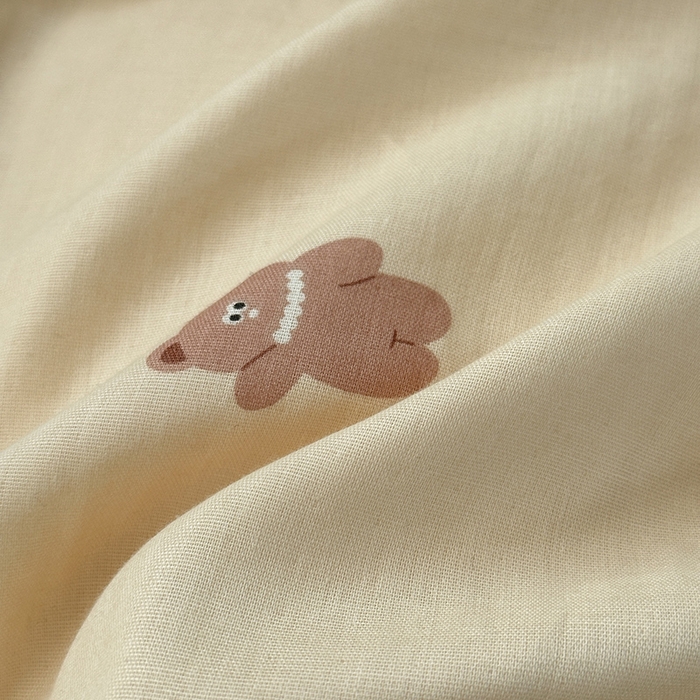 91家纺网 家纺一手货源 找家纺 沐棉家居 2025新款全棉双层纱四件套 小熊一家