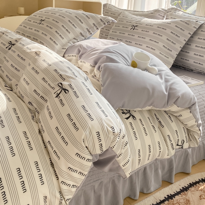 91家纺网 家纺一手货源 找家纺 尚美 2025新款小碎花针织棉床盖四件套 迷你蝴蝶