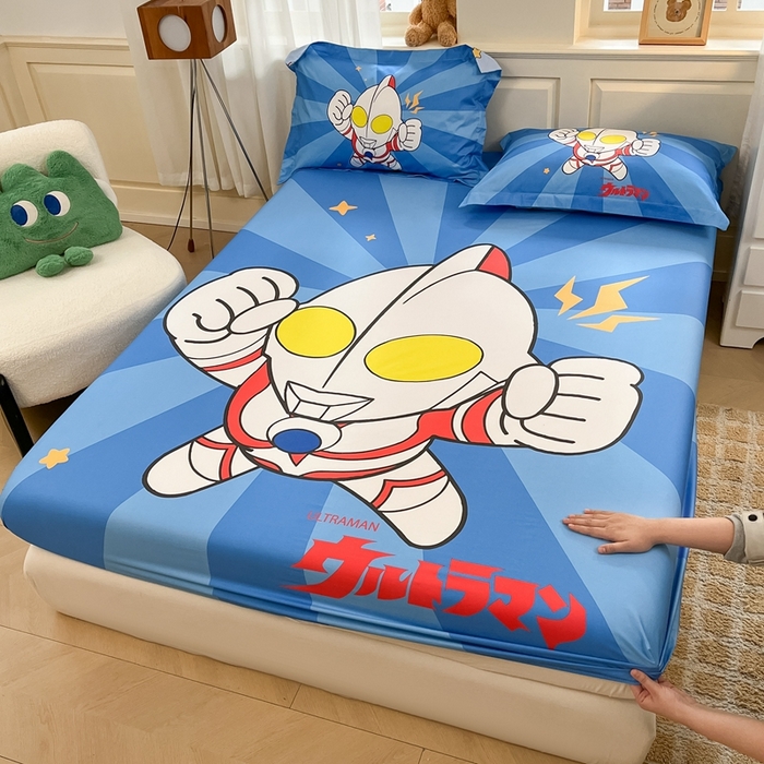 91家纺网 家纺一手货源 找家纺 蘭菲家纺 2025新款奥特曼全棉床笠 正义之侠